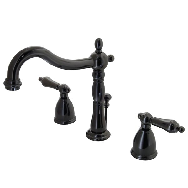 Kingston Brass NB1970AL 8" Widespread Bathroom Faucet, Black Stainless Steel NB1970AL